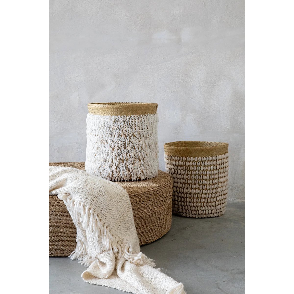 Pandan-Muschelkorb 34 × 40 cm - zylinderförmig