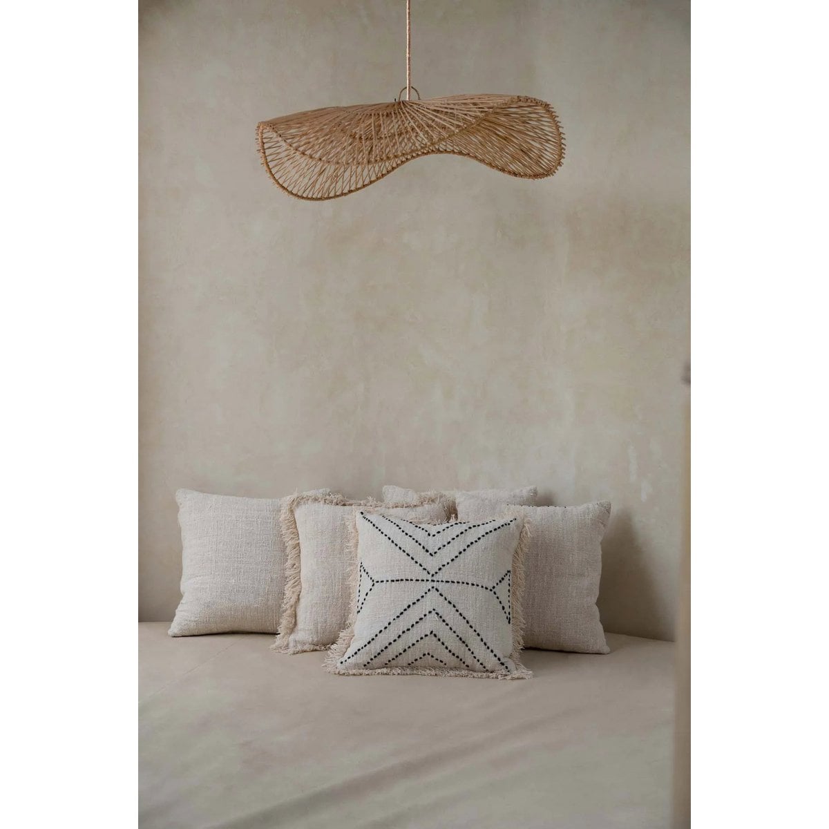 Rattan pendellampeskærm 75×20 cm – natur, håndlavet
