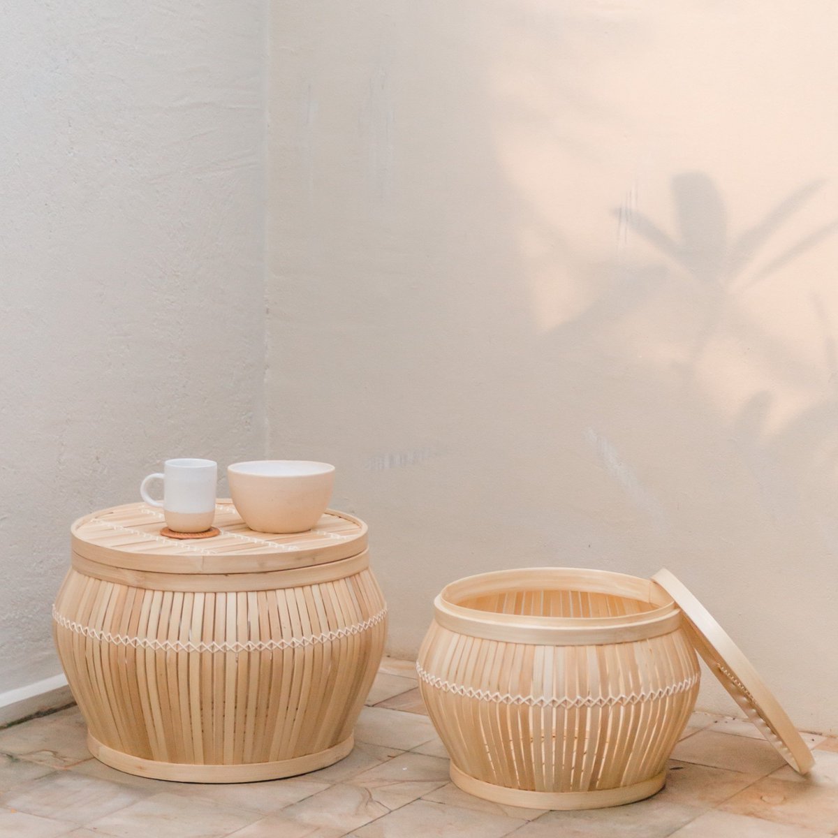 Bamboo side table Batavia M – ø45 × 32 cm, Indonesia