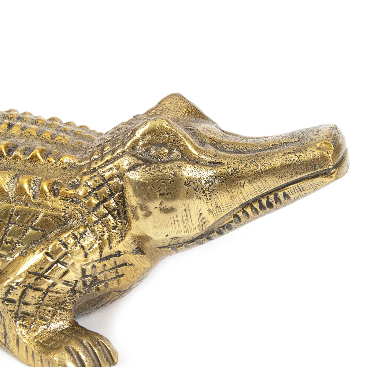 Krokodil-Buchstützen Messing, Aluminium Paar