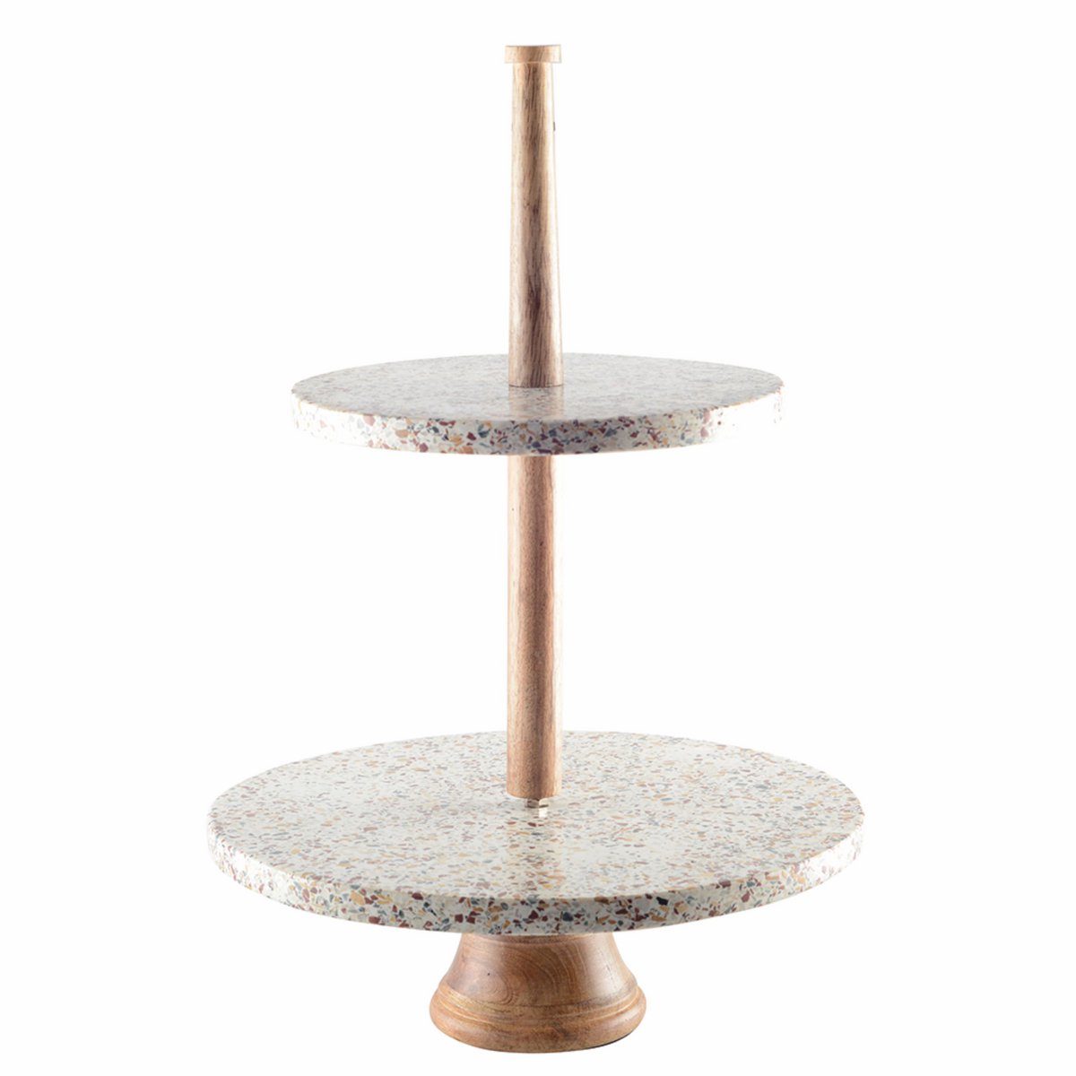 Marble two-tier cake stand H60 cm