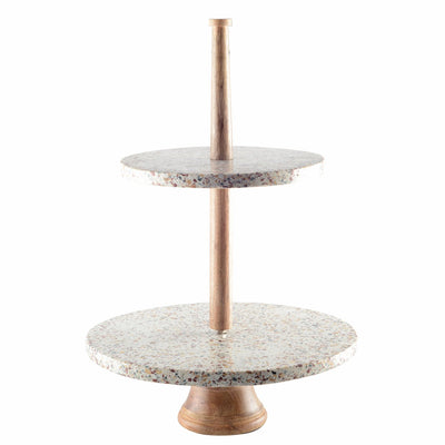 Marble two-tier cake stand H60 cm