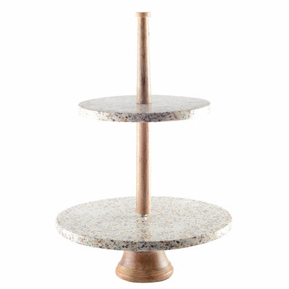 Marble two-tier cake stand H60 cm