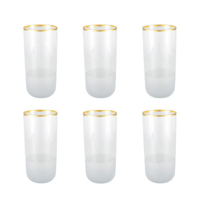 Glass water glasses with gold trim - set of 6