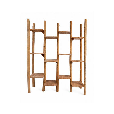 Teak shelving unit, staggered, 220 cm - large