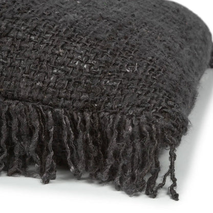 Hand-dyed cotton cushion cover, black - 60×60cm