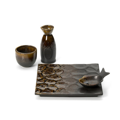 Ceramic fish-shaped bowl, small - brown