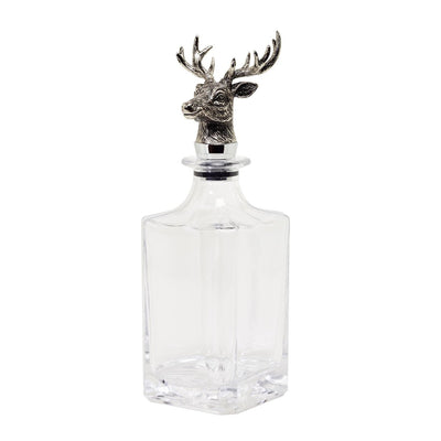 Glass carafe with stag cork stopper - 28 cm
