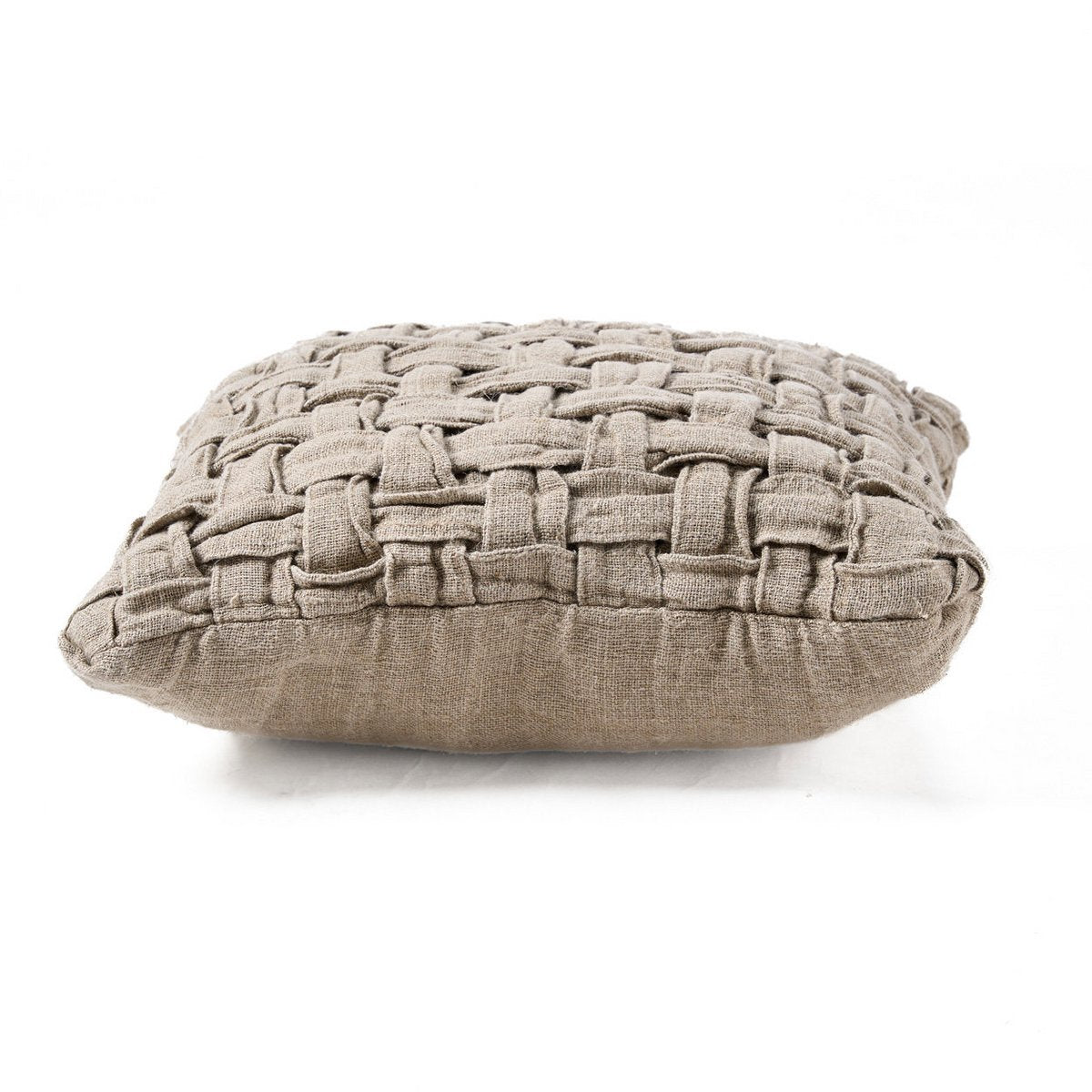 Linen cushion cover with cross-weave, natural - 50×50cm