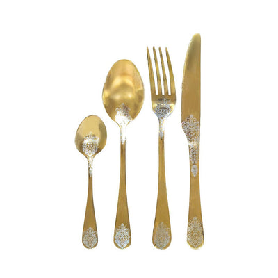 Gold-plated cutlery set, arabesque, 24 pieces