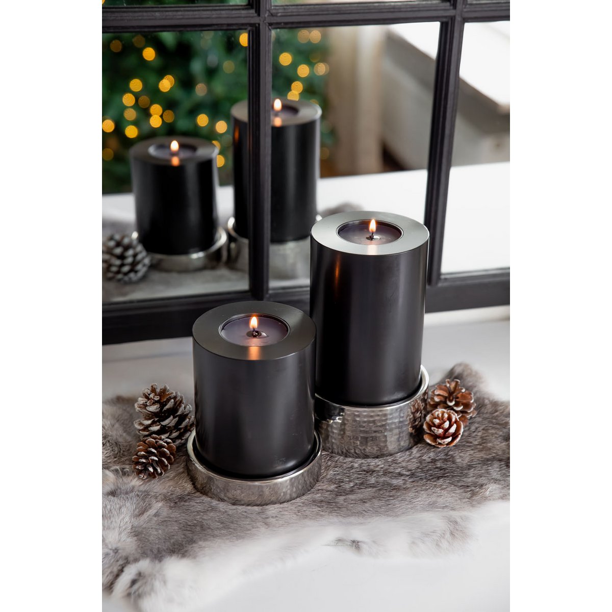 Cornelius tea light holder 15cm, black plastic