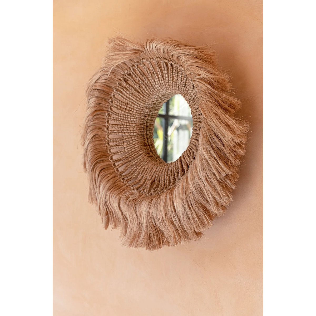 Grass mirror, abaca bowl-shaped, round, 85 cm - natural