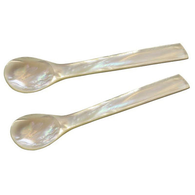 Mother-of-pearl caviar spoons, set of 2, 11 cm – straight corners