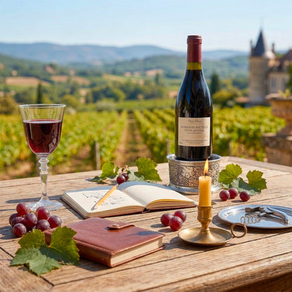 Silver metal wine coaster - Vineyard design