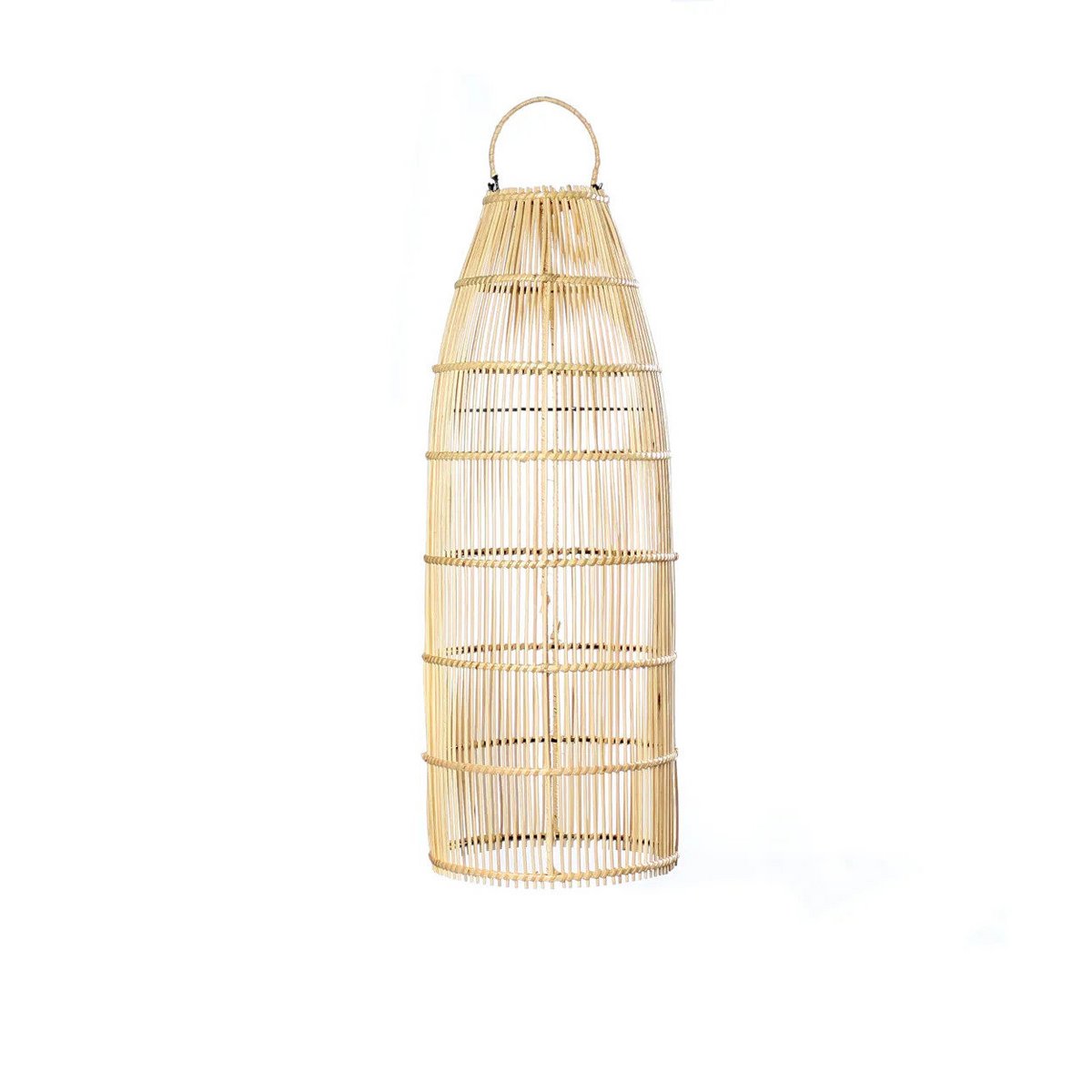 Pendellampe i rattan 62 cm – fiskeruseflet, natur