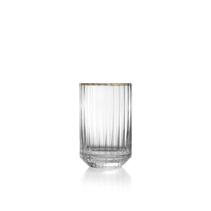 Recycled glass tumbler - Gold rim - 10.8 cm