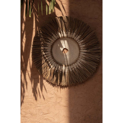 Raffia macramé wall circle 60 cm - beige and white