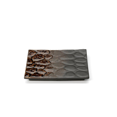 Ceramic square plate, 20.5 cm - brown