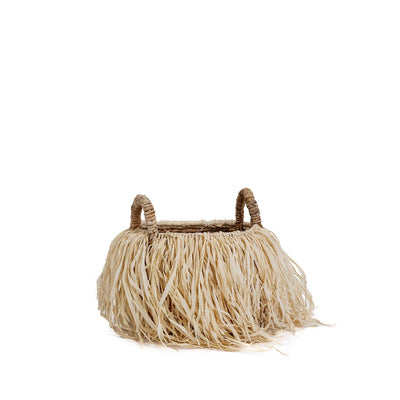 Raffia basket with banana leaf - Medium, 33 cm