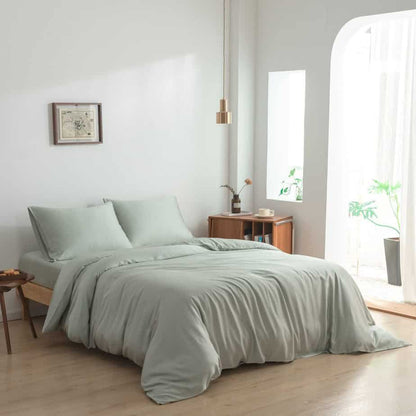 Bamboo duvet cover, 140x220 cm, sage green – button