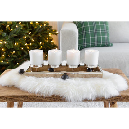 Adventsstage i rustfrit stål og mangotræ Lille, 45 cm