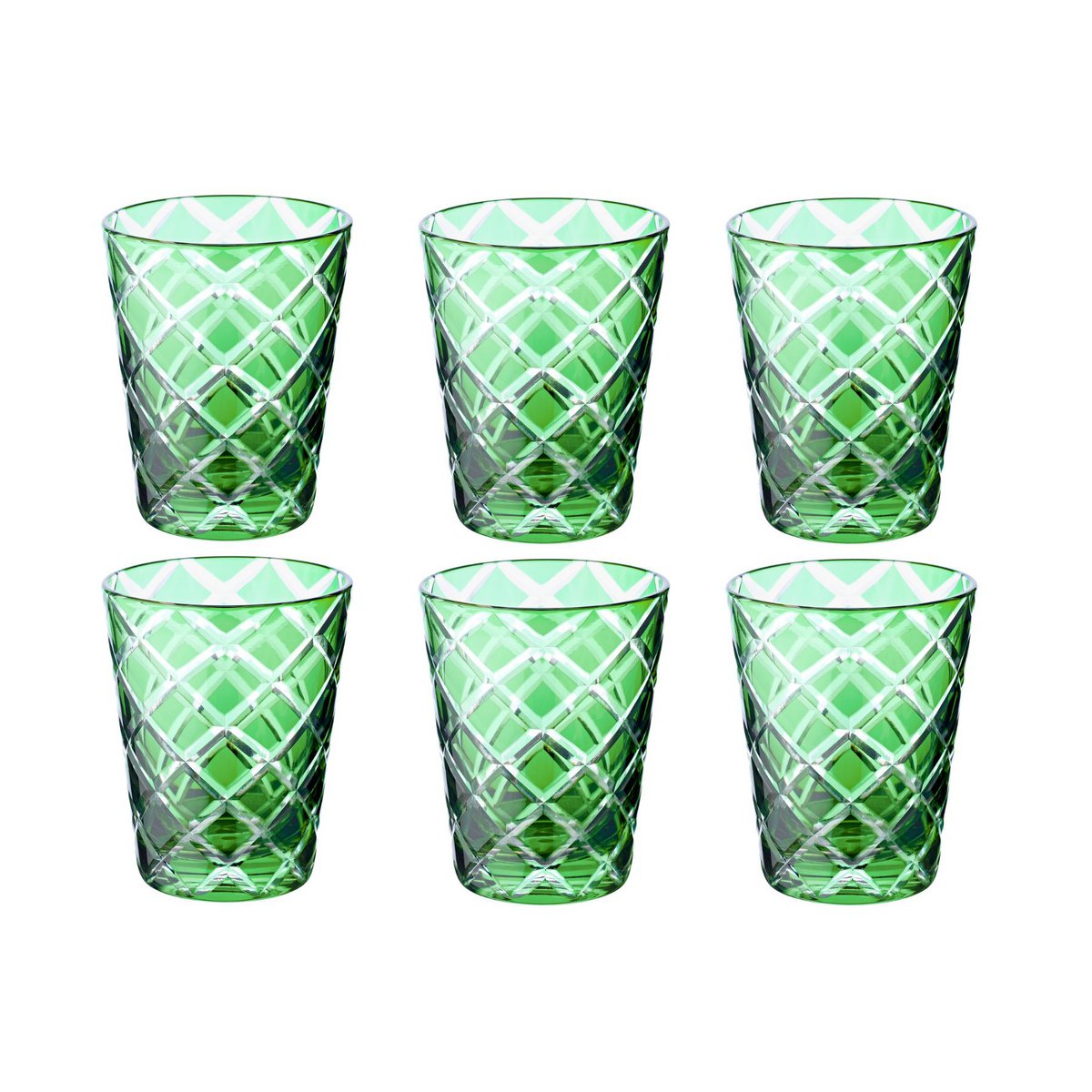 Hand-cut crystal glasses Dio, green – set of 6