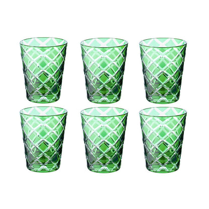 Hand-cut crystal glasses Dio, green – set of 6