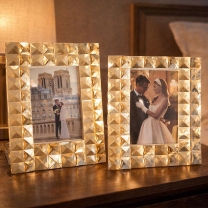 Amber crystal frame 23×28 cm - golden finish
