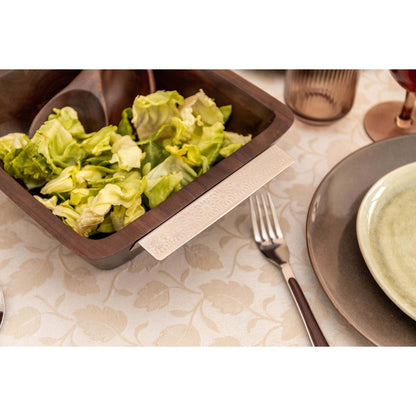 Wood serving bowl with silver handles 25×25×8 cm