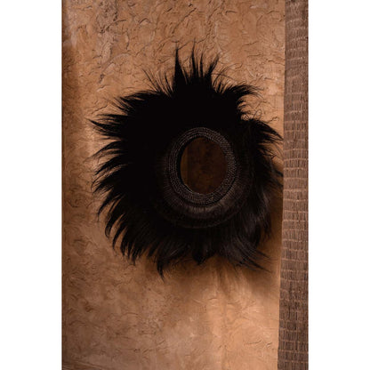 Runder Wandspiegel aus Glas, 90 cm – Rahmen „Schwarzer versunkener Wald“