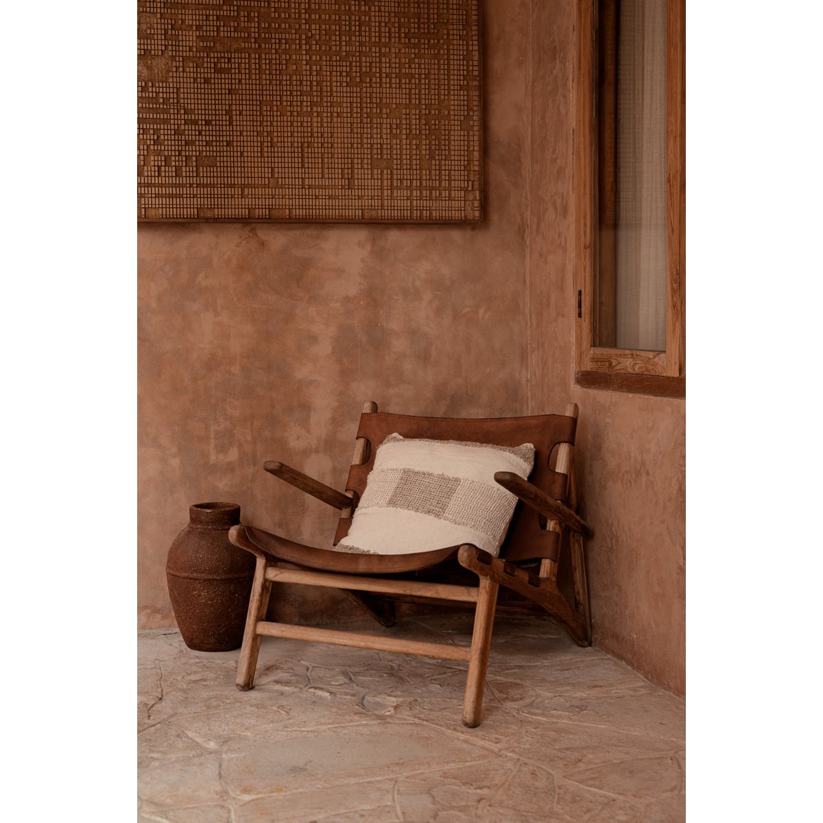 Linen cushion cover, white natural - 50×50 cm
