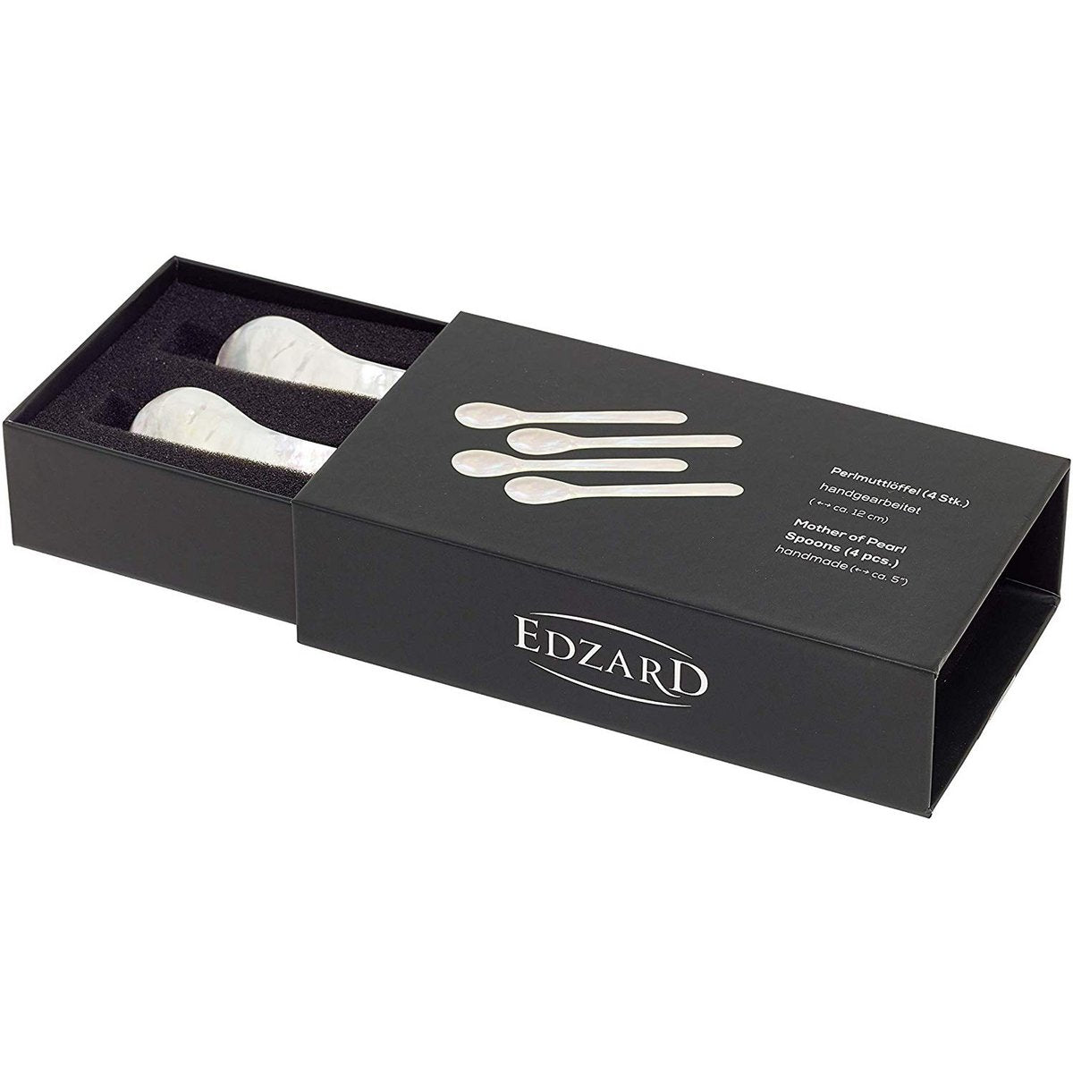 Mother-of-pearl caviar spoons, set of 4, 11 cm – rounded corners