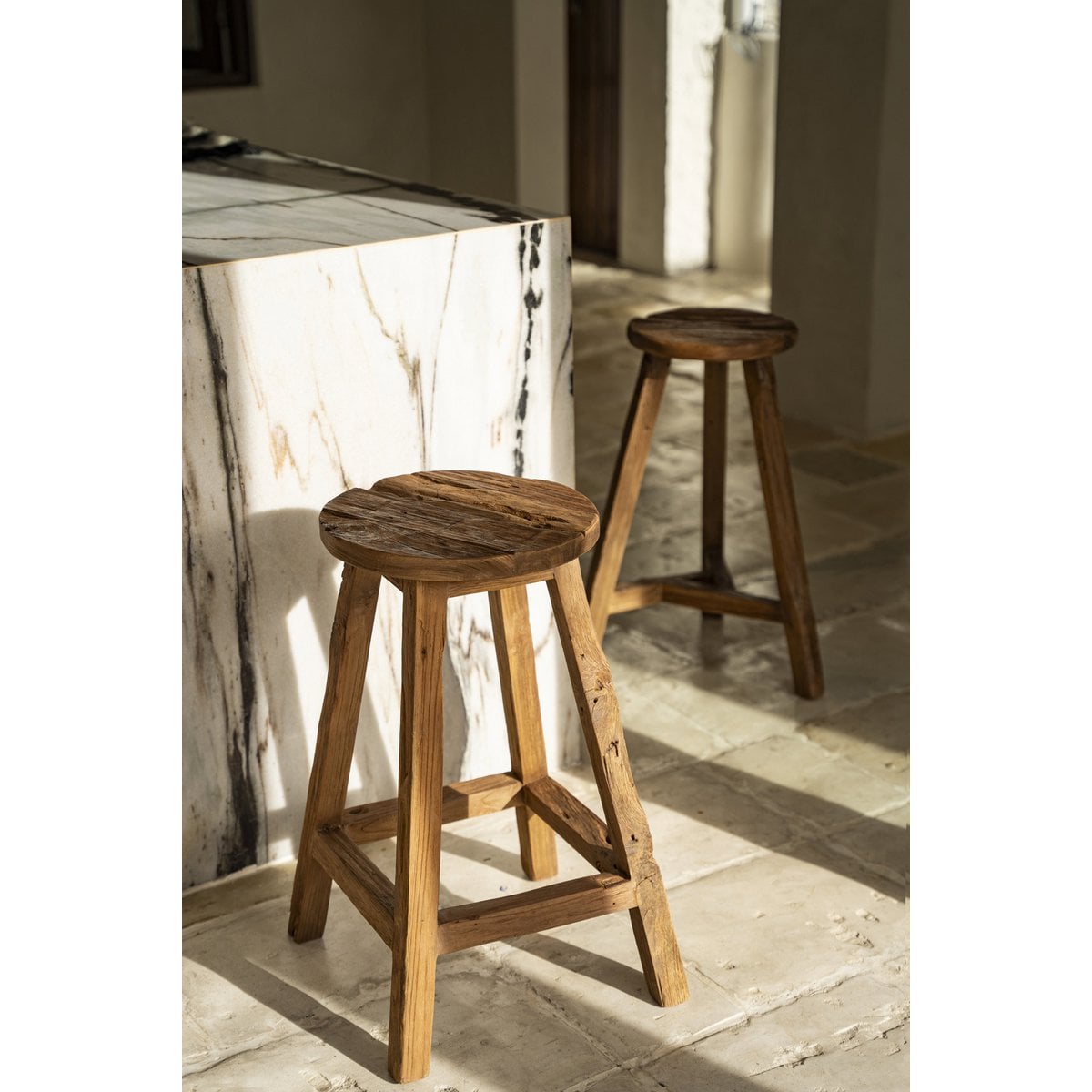 Wood bar stool 39×70 cm - natural brown, made in Indonesia