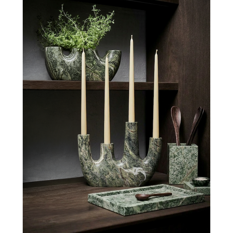 Marble vase, green veined - 30 cm