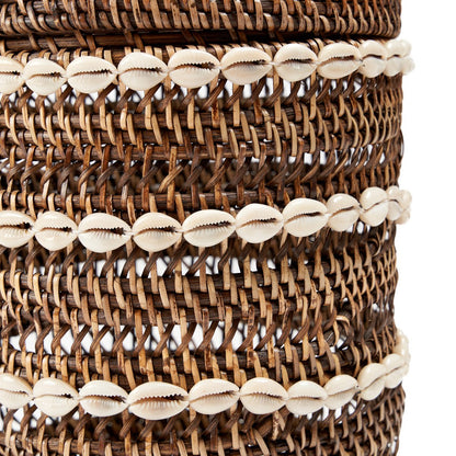 Rattan-Aufbewahrungskorb, großer Zylinder – Muschelgeflecht
