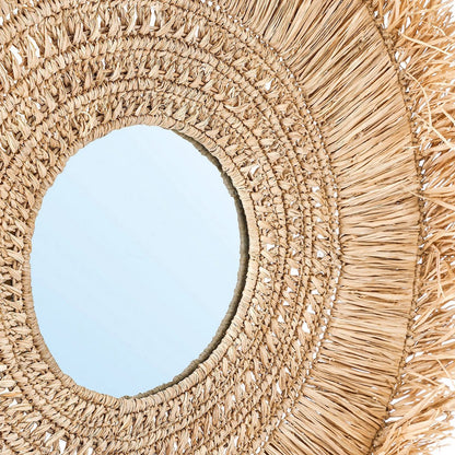 Raffia wall mirror large – natural