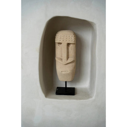 Sumba stone face on stand - hand carved