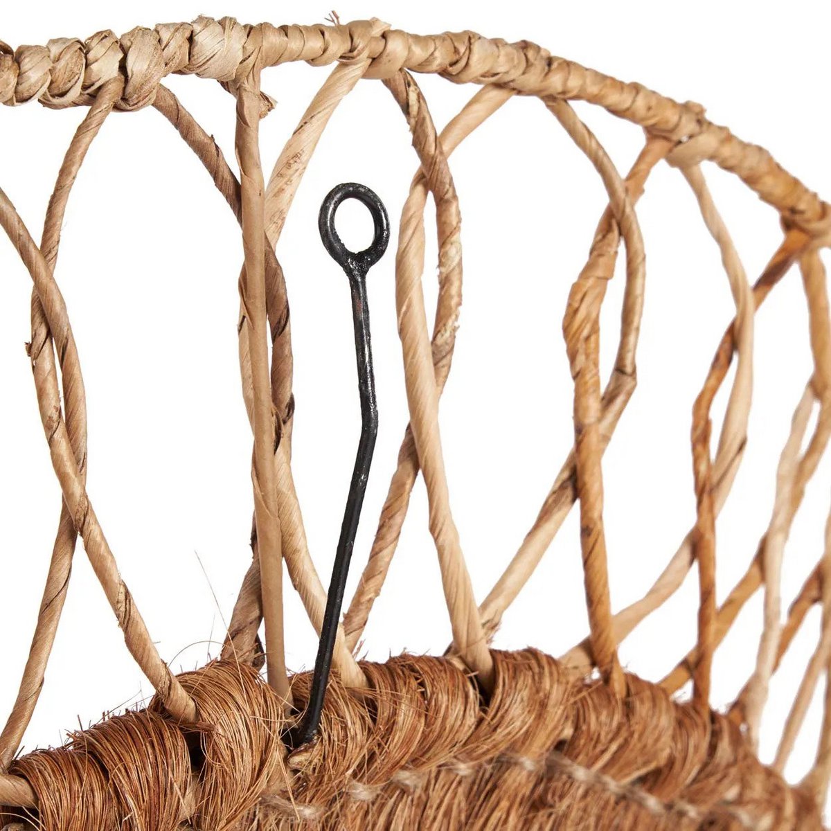 Rundt kokosspejl, beige - 80 cm