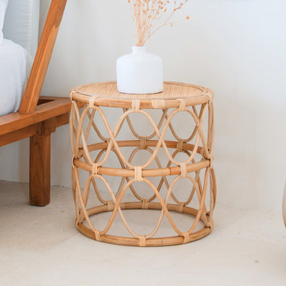 Natural rattan side table Muara beige Ø45 cm - handwoven