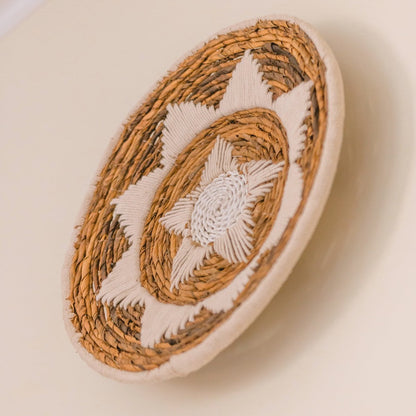 Gewebter Wandkreis GUMA, Ø40 cm – Jute und Baumwolle, geometrisches Muster