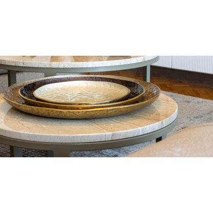 Aluminum decorative tray, brown, round, 39 cm