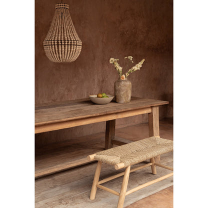 Seagrass and wood bench, 110 cm - handmade