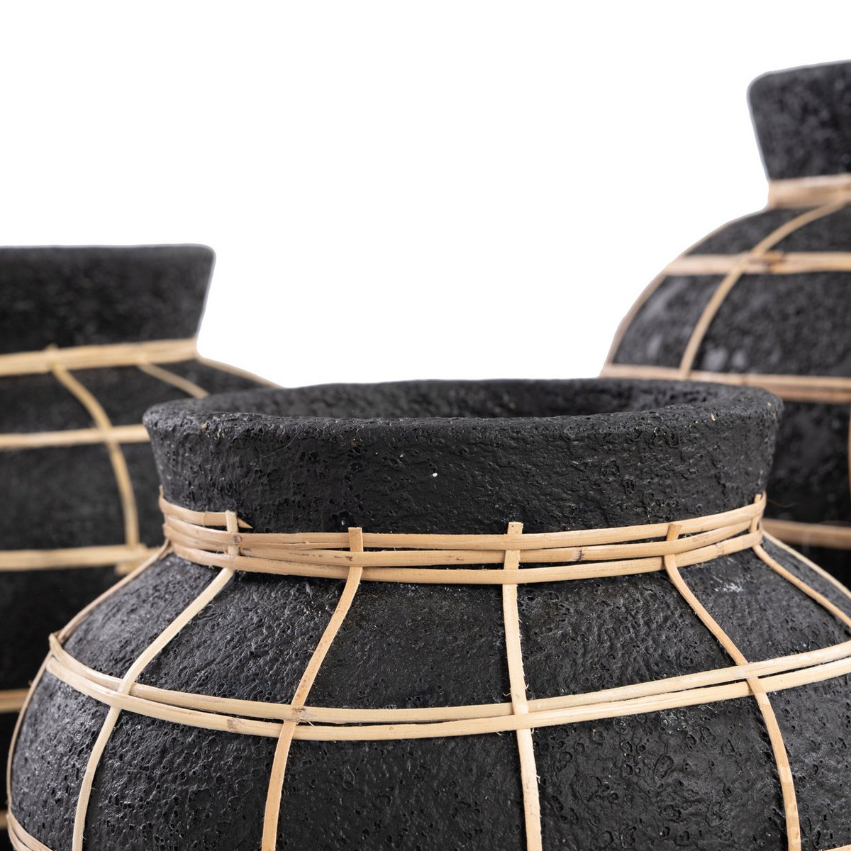 Terracotta belly vase black natural 33 × 27 cm – large, Indonesia