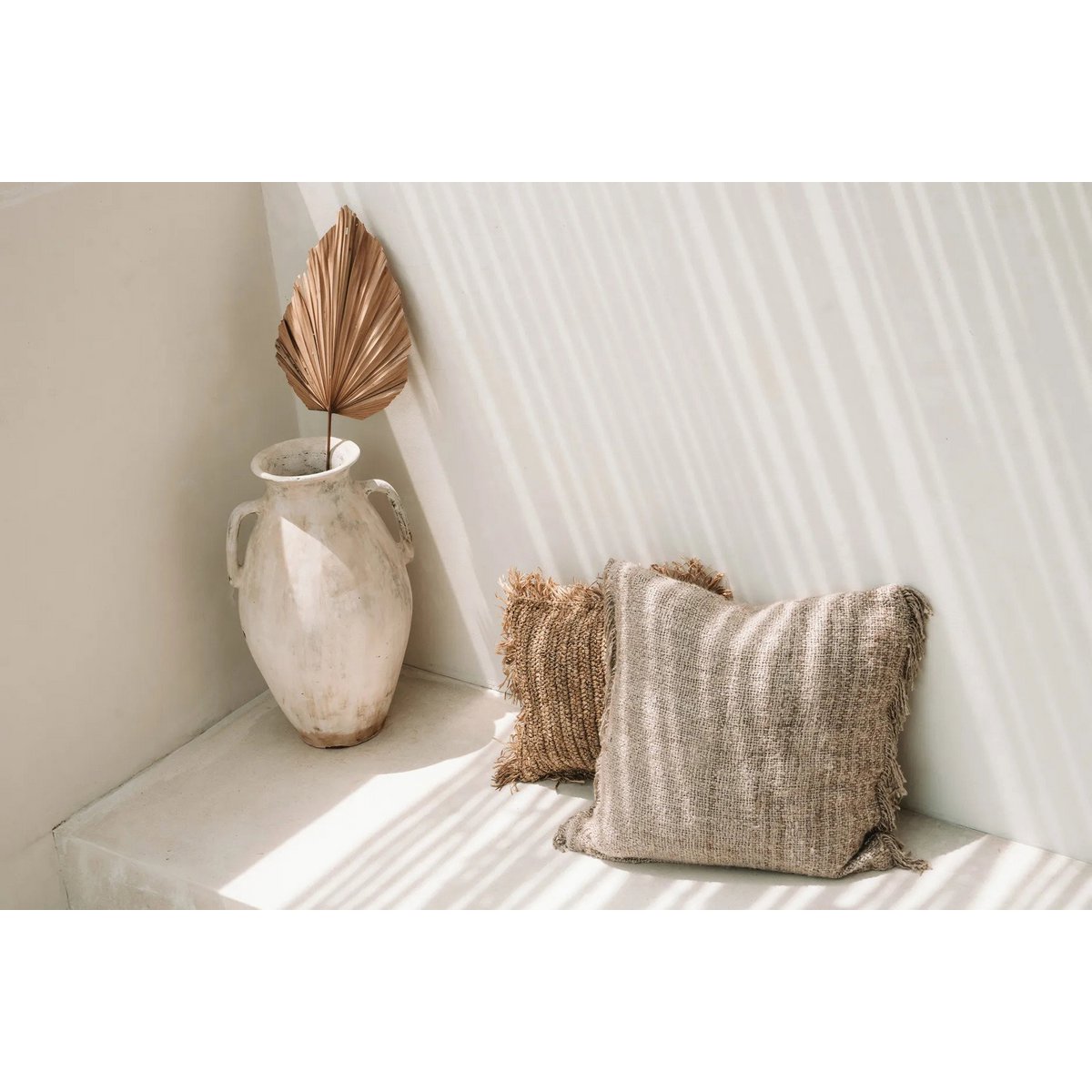 Hand-dyed cotton cushion cover 60×60 cm – plain beige