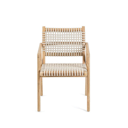 Reclaimed teak armchair - hand-woven cord