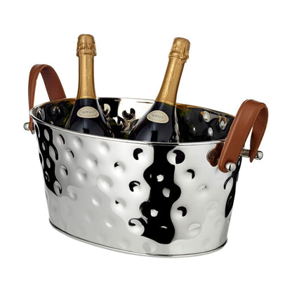 Champagnekøler i rustfrit stål, hamret - 39×29 cm