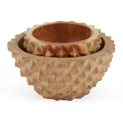 Teak root durian bowl, 20 cm – deep round form