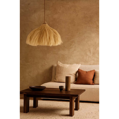Hamp pendel lampe 60 cm - frynset stjerne ramme, beige