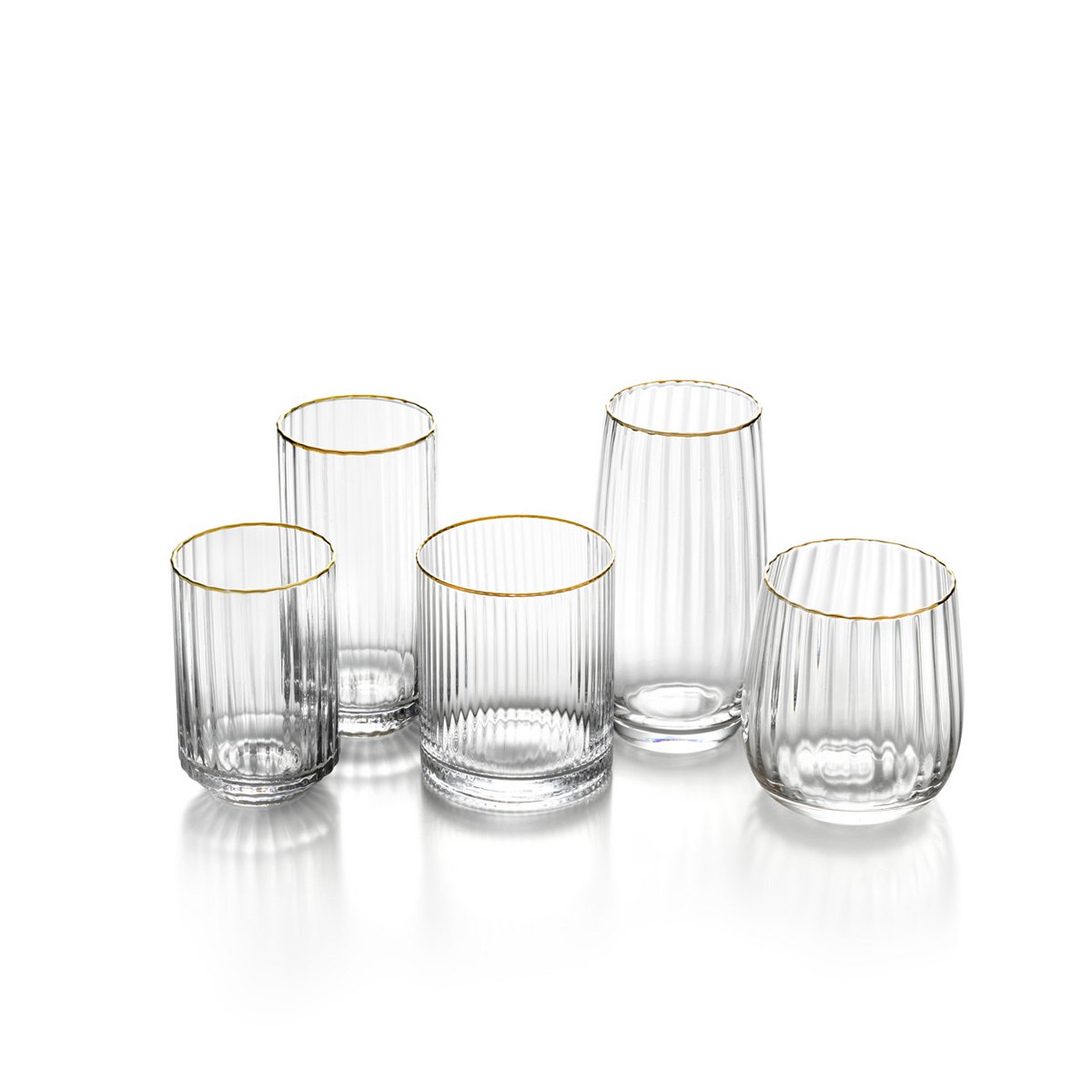 Recycled glass tumbler - Gold rim - 10.8 cm