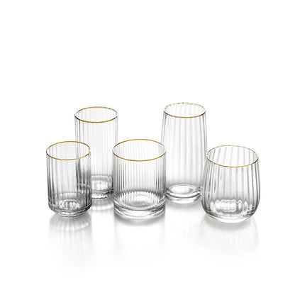 Recycled glass tumbler - Gold rim - 10.8 cm